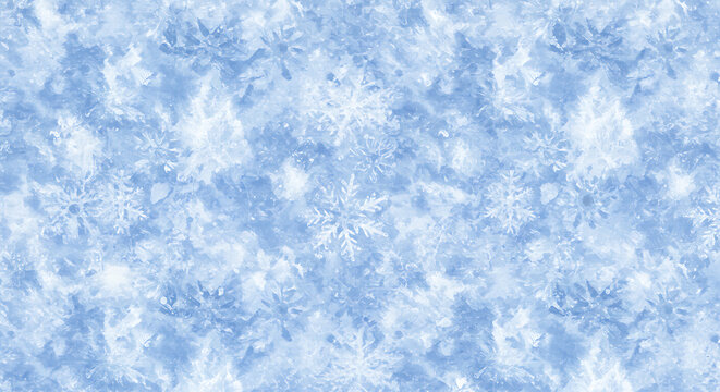 Elegant Snowflakes on Icy Blue Backdrop Watercolor Design - Powered by Adobe