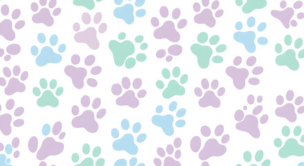 Pastel Paw Print Pattern Cheerful and Playful Design