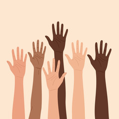 Obraz premium Diverse Hands Raised in Unity and Participation.