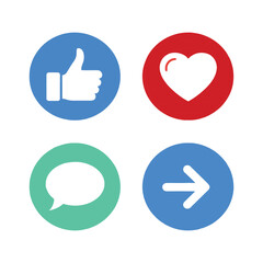 Four Colorful Social Media Icons.