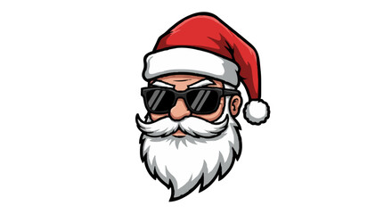 Illustration of santa claus wearing sunglasses and a red hat with a white fluffy trim design image