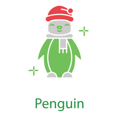 Arctic Penguin Vector Icon for Winter Wildlife and Cold Weather Design