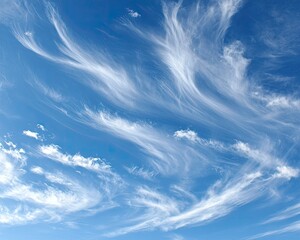 Beautiful Blue Sky With Wispy White Clouds