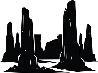 Rock Pillars In Desert Silhouette © Shahar