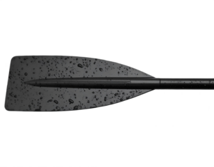 Durable black canoe paddle with water droplets, ready for adventure on the water