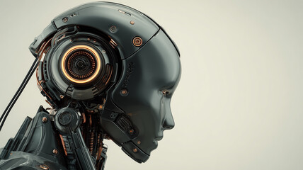 Fototapeta premium 黒マット仕上げロボット頭部の拡大描写