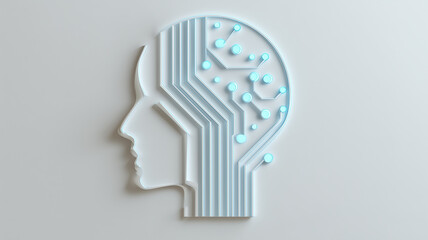 AIが抽象的に回路で形成した人型顔シルエット