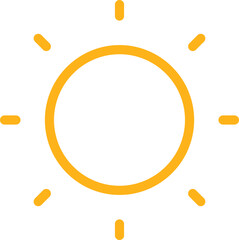 Brightness control icon. Sun and screen brightness control icon representing light adjustment and display settings. Screen mode icon isolated on transparent background. Vector illustration.