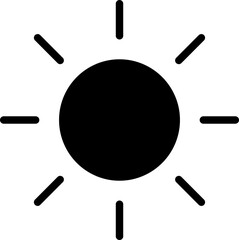 Brightness control icon. Sun and screen brightness control icon representing light adjustment and display settings. Screen mode icon isolated on transparent background. Vector illustration.