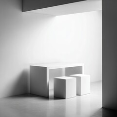 Obraz premium Minimalist White Interior Design With Cubes