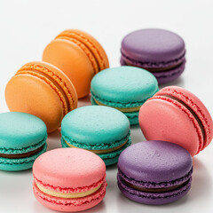 Obraz premium colorful macaroons on a wooden table