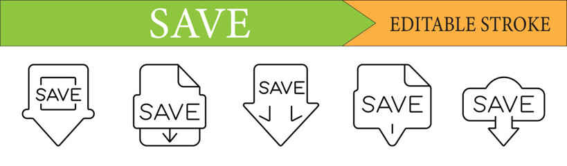 Save and Download Line Icon Set with Editable Stroke