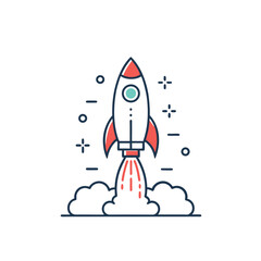 Fototapeta premium rocket launching with small flame