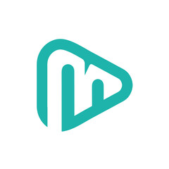 Play Button Logo With Letter M  vector illustrator