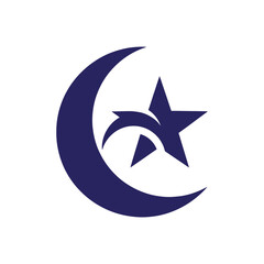 Crescent Moon and Star Symbol Design.
