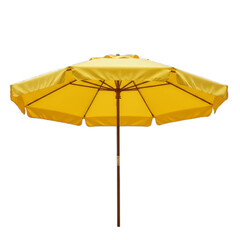 Obraz premium Yellow Beach Umbrella isolated on white transparent background, PNG 