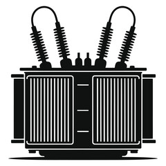 Electrical Transformer Silhouette Vector Illustration – Power Distribution Equipment, Industrial Energy Icon, High Voltage Substation, Isolated on White Background