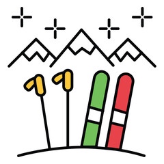 Alpine Skiing Vector Icon for Winter Snow Activity Illustration Design