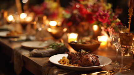 christmas dinner table setting