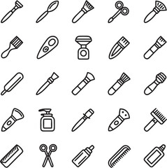 Personal Care and Cosmetics Line Icons