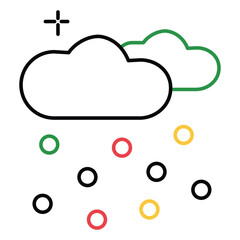 Snowy Cloud with Flakes Vector Icon for Winter Weather Forecast