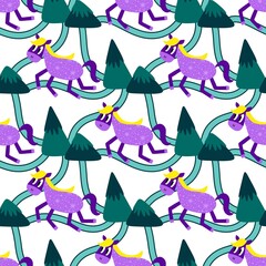Christmas animals seamless horse pattern for wrapping paper and fabrics