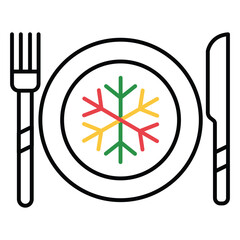 Winter Holiday Christmas Dinner Setting Icon for Celebration Graphic Design