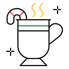 Vector Icon of Hot Chocolate Mug with Cozy Wintertime Feel