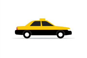 Yellow taxi cab illustration with black accents and simple design for urban transportation themes