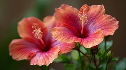 Vibrant Hibiscus Blooms: Indoor Garden Plant Photo