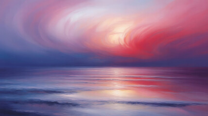 Obraz premium Painted Skies over Calm Waters Reflecting Vibrant Hues of Pink Red and Blue Creating a Dreamlike Ethereal Atmosphere