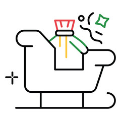 Holiday Sleigh Vector Icon Design for Winter Festive Season Illustration