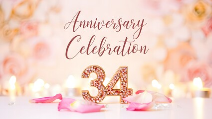 Celebrating 34th anniversary with roses and candles, creating a romantic and festive atmosphere for a special event