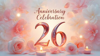 Celebrating a 26th anniversary with roses and candles, a romantic and festive occasion for a wedding, birthday, or special event