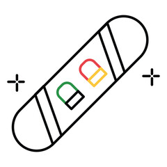 Stylized Snowboard Vector Icon for Winter Recreation and Extreme Sports