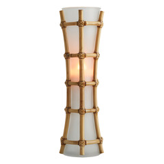 Frosted Glass Tiki Torch With Bamboo Accents on Transparent Background