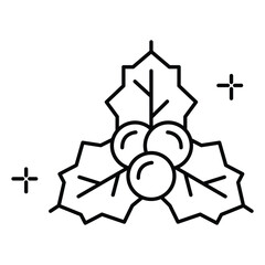 Christmas Holiday Holly Berries Vector Icon in Cute Flat Illustration