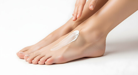 Fototapeta premium Female Feet Being Treated with Cream