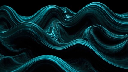 Dark Abstract Turquoise Wave Pattern with Flowing Lines
