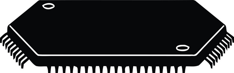 Minimalist Vector Integrated Circuit Chip Outline