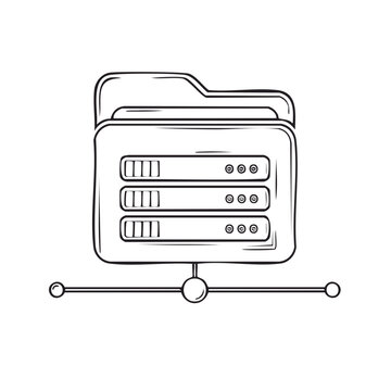 Hand drawn server folder icon for network data storage and hosting