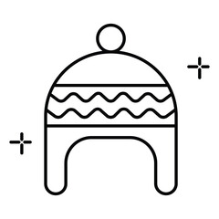 Knitted Earflap Beanie Hat Vector Illustration for Holiday Clothing Design