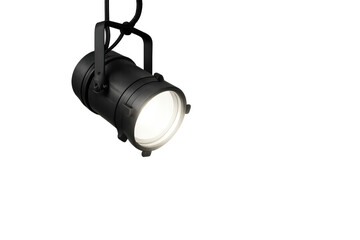 Single led spotlight hanging and illuminating with transparent background