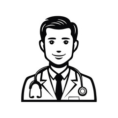 Friendly male doctor with stethoscope and lab coat professional medical healthcare worker illustration