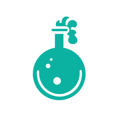 Imagen de un matraz de laboratorio saliendo espuma