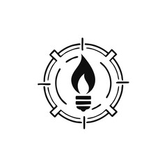 Obraz premium Light bulb with flame inside a target symbol representing innovation focus
