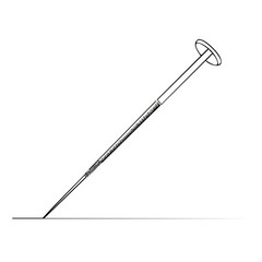 Medical syringe with needle giving an injection black and white line art icon