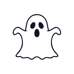 Obraz premium Cute Cartoon Ghost with Big Eyes and Open Mouth Illustration