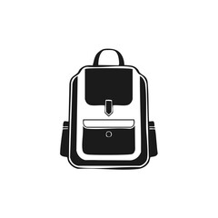 Black and White Vector Graphic of Backpack or Rucksack for Travel and Education