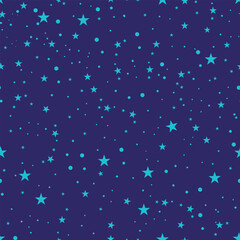 Seamless neon blue stars with purple background